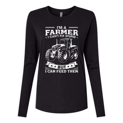 Funny Farming Tractor I'm A Farmer I Feed People Womens Cotton Relaxed Long Sleeve T-Shirt