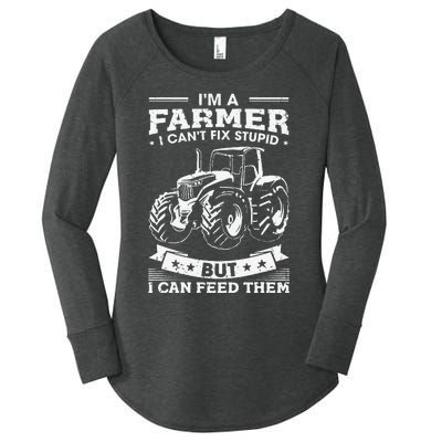 Funny Farming Tractor I'm A Farmer I Feed People Women's Perfect Tri Tunic Long Sleeve Shirt