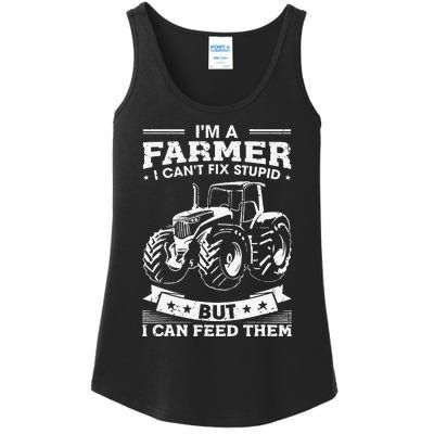 Funny Farming Tractor I'm A Farmer I Feed People Ladies Essential Tank