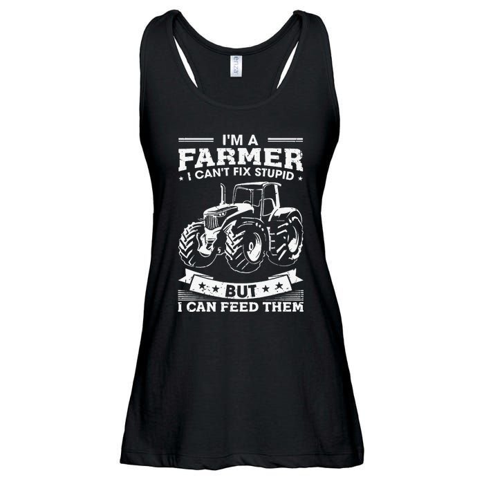 Funny Farming Tractor I'm A Farmer I Feed People Ladies Essential Flowy Tank