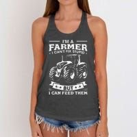 Funny Farming Tractor I'm A Farmer I Feed People Women's Knotted Racerback Tank