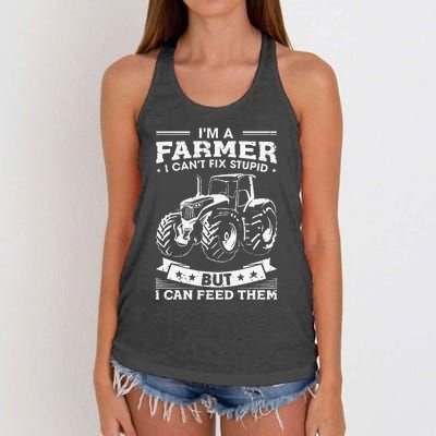 Funny Farming Tractor I'm A Farmer I Feed People Women's Knotted Racerback Tank