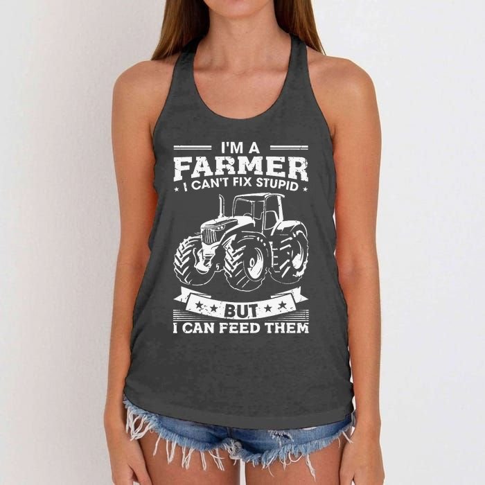 Funny Farming Tractor I'm A Farmer I Feed People Women's Knotted Racerback Tank