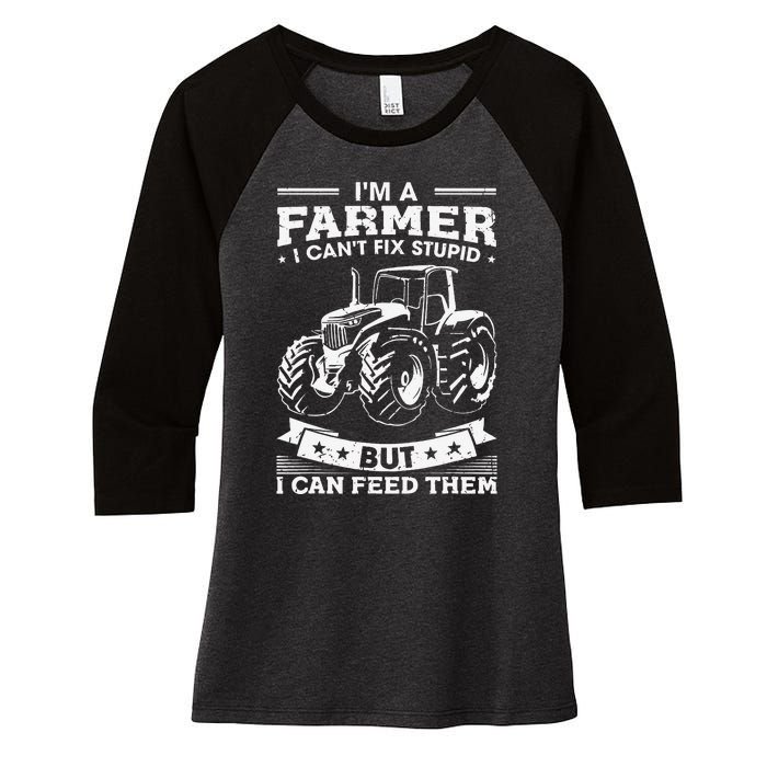 Funny Farming Tractor I'm A Farmer I Feed People Women's Tri-Blend 3/4-Sleeve Raglan Shirt