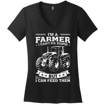 Funny Farming Tractor I'm A Farmer I Feed People Women's V-Neck T-Shirt