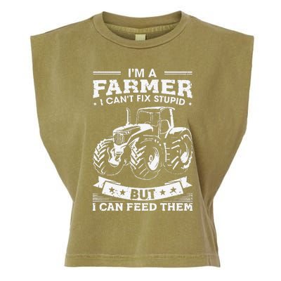 Funny Farming Tractor I'm A Farmer I Feed People Garment-Dyed Women's Muscle Tee