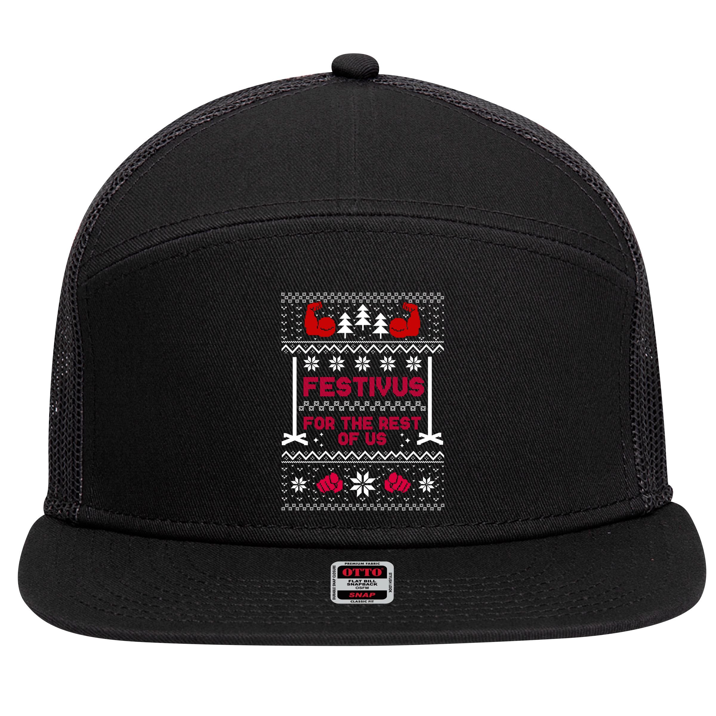 Festivus For The Rest Of Us Christmas Sweater Classic 7 Panel Mesh Trucker Snapback Hat