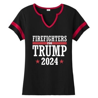 Firefighters For Trump 2024 President Republican Firefighter Ladies Halftime Notch Neck Tee