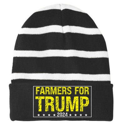 Farmers For Trump 2024 Striped Beanie with Solid Band