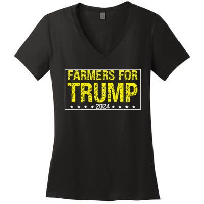 Farmers For Trump 2024 Women's V-Neck T-Shirt