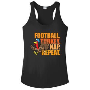 Funny Football Turkey Nap Repeat Thanksgiving Ladies PosiCharge Competitor Racerback Tank