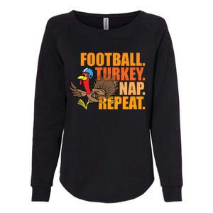 Funny Football Turkey Nap Repeat Thanksgiving Womens California Wash Sweatshirt