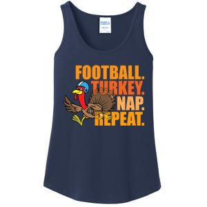 Funny Football Turkey Nap Repeat Thanksgiving Ladies Essential Tank