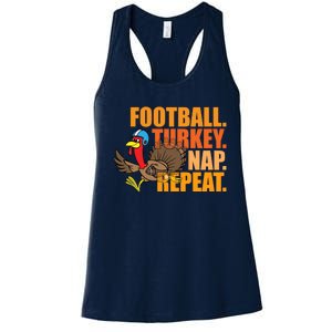 Funny Football Turkey Nap Repeat Thanksgiving Women's Racerback Tank