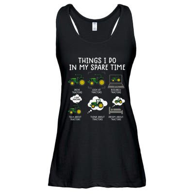 Funny Farming Tractor Lover Easily Distraced By Tractors Ladies Essential Flowy Tank