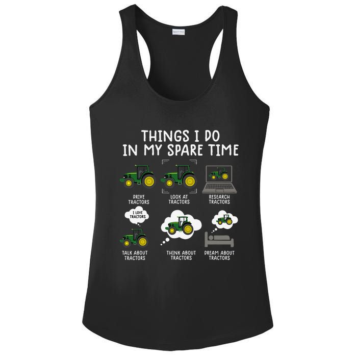 Funny Farming Tractor Lover Easily Distraced By Tractors Ladies PosiCharge Competitor Racerback Tank