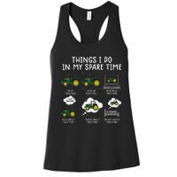 Funny Farming Tractor Lover Easily Distraced By Tractors Women's Racerback Tank