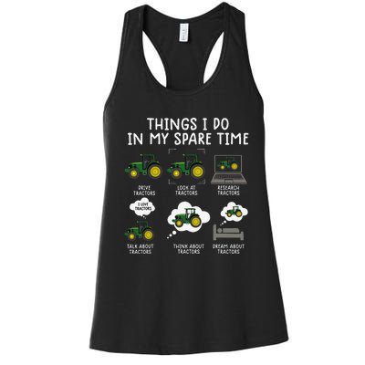 Funny Farming Tractor Lover Easily Distraced By Tractors Women's Racerback Tank