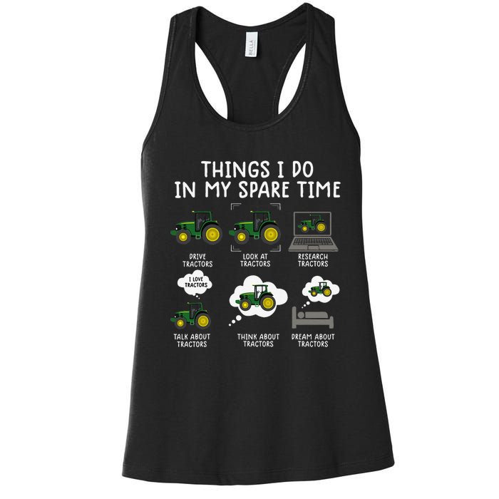 Funny Farming Tractor Lover Easily Distraced By Tractors Women's Racerback Tank