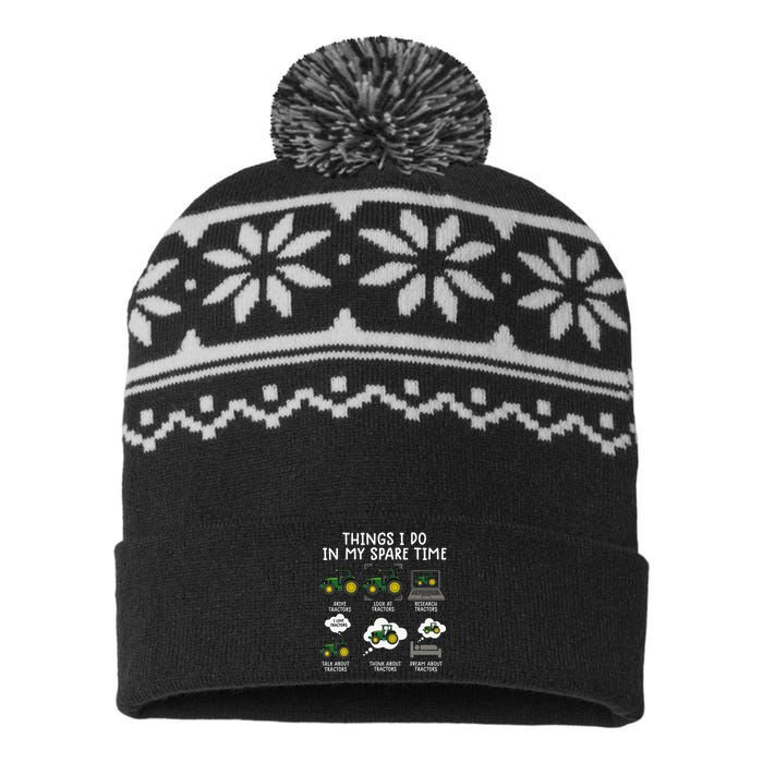 Funny Farming Tractor Lover Easily Distraced By Tractors USA-Made Snowflake Beanie