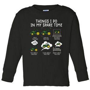 Funny Farming Tractor Lover Easily Distraced By Tractors Toddler Long Sleeve Shirt