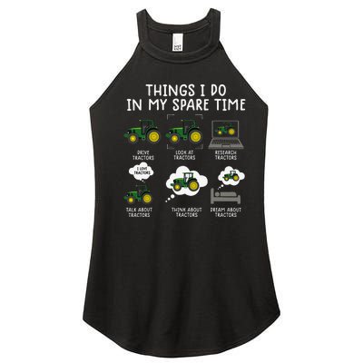 Funny Farming Tractor Lover Easily Distraced By Tractors Women's Perfect Tri Rocker Tank