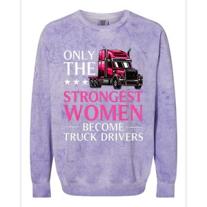 Funny Female Truck Driver Design For  Trucking Colorblast Crewneck Sweatshirt