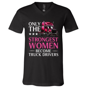 Funny Female Truck Driver Design For  Trucking V-Neck T-Shirt