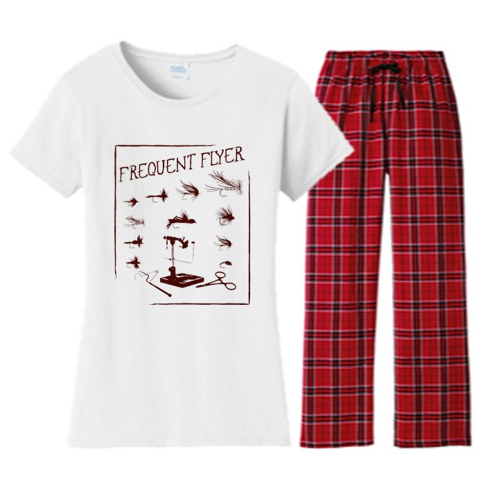 Fly Fishing Tying Funny Fisherman Christmas Fathers Day Gift Short Sleeve Women's Flannel Pajama Set