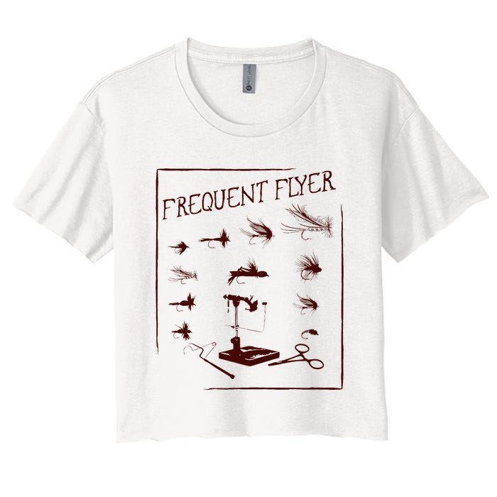 Fly Fishing Tying Funny Fisherman Christmas Fathers Day Gift Short Sleeve Women's Crop Top Tee