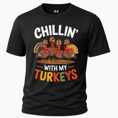 Funny Family Thanksgiving Chillin With My Turkeys Performance Shirt