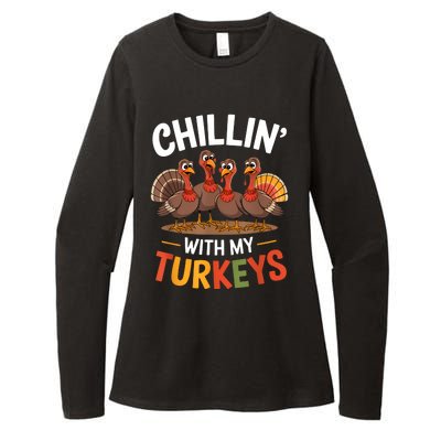 Funny Family Thanksgiving Chillin With My Turkeys Womens CVC Long Sleeve Shirt