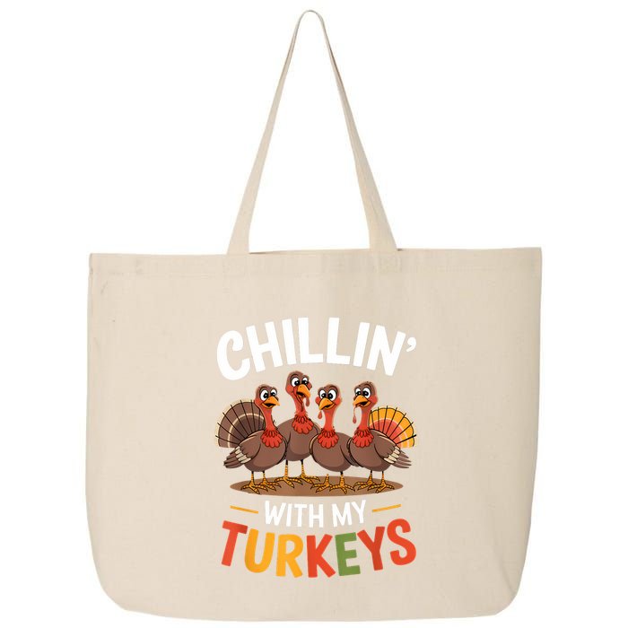 Funny Family Thanksgiving Chillin With My Turkeys 25L Jumbo Tote