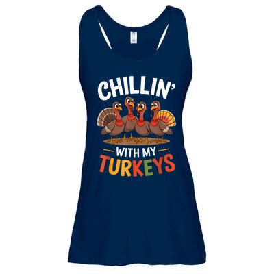 Funny Family Thanksgiving Chillin With My Turkeys Ladies Essential Flowy Tank