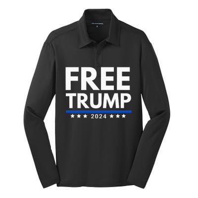 freetrump Free Trump Trump is innocent Free Trump 2024 Silk Touch Performance Long Sleeve Polo