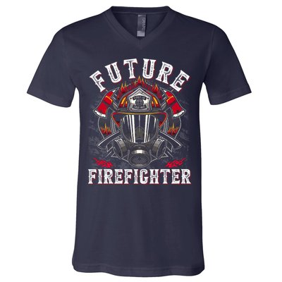 Future Firefighter Thin Red Line Firefighting V-Neck T-Shirt