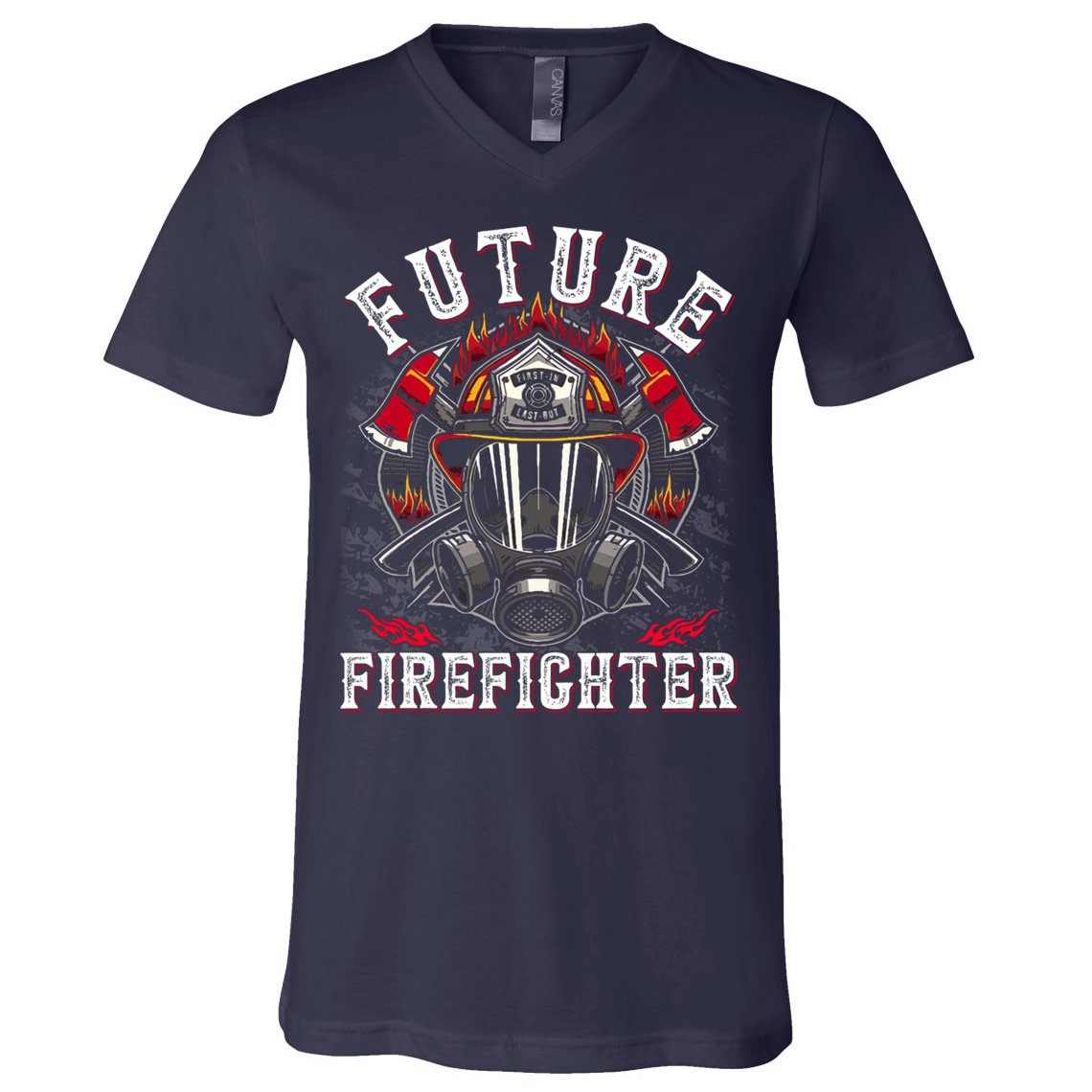 Future Firefighter Thin Red Line Firefighting V-Neck T-Shirt