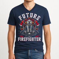 Future Firefighter Thin Red Line Firefighting V-Neck T-Shirt