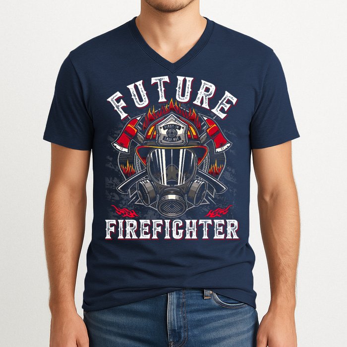 Future Firefighter Thin Red Line Firefighting V-Neck T-Shirt