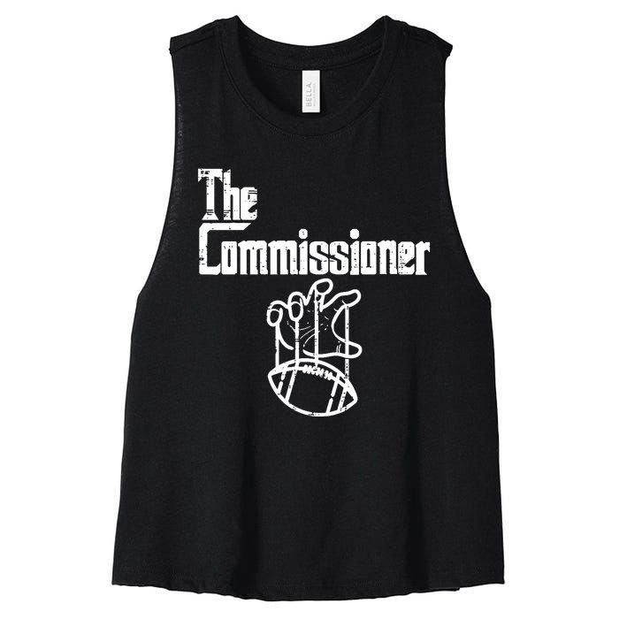 Fantasy Football The Commissioner Funny Women's Racerback Cropped Tank