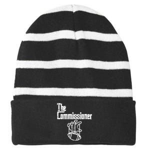 Fantasy Football The Commissioner Funny Striped Beanie with Solid Band