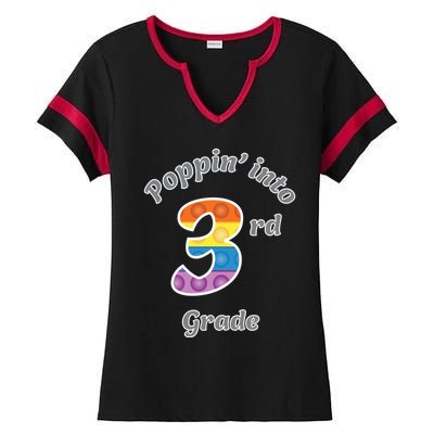 Funny Fidget Toy Poppin Into 3rd Grade Poppin Gift Ladies Halftime Notch Neck Tee