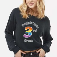Funny Fidget Toy Poppin Into 3rd Grade Poppin Gift Cropped Pullover Crew