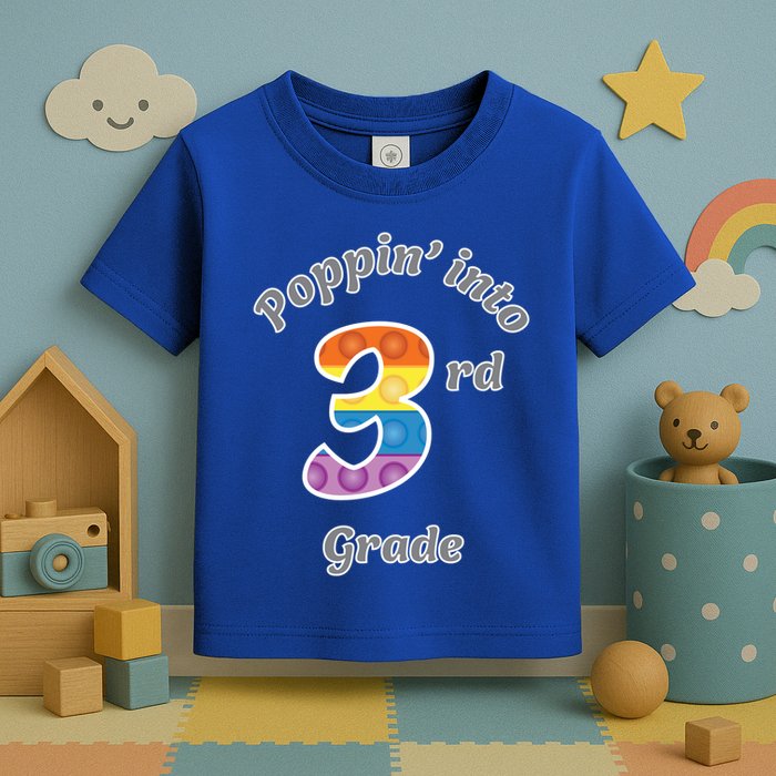 Funny Fidget Toy Poppin Into 3rd Grade Poppin Gift Toddler T-Shirt