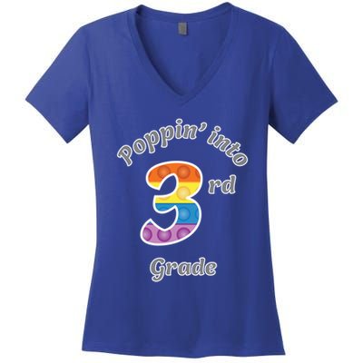 Funny Fidget Toy Poppin Into 3rd Grade Poppin Gift Women's V-Neck T-Shirt