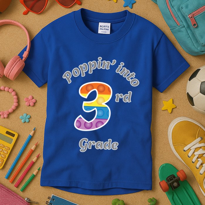Funny Fidget Toy Poppin Into 3rd Grade Poppin Gift Kids T-Shirt