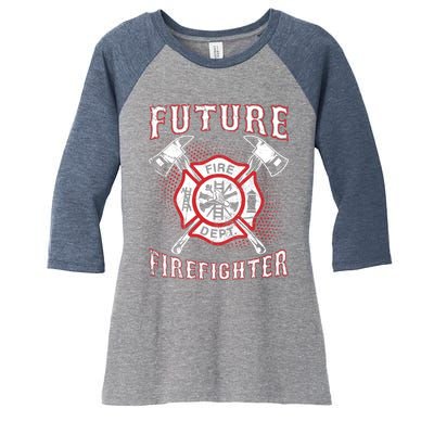 Future Firefighter Thin Red Line Firefighting Women's Tri-Blend 3/4-Sleeve Raglan Shirt