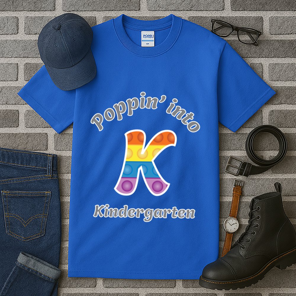 Funny Fidget Toy Poppin Into Kindergarten Grade Poppin Gift Tall T-Shirt