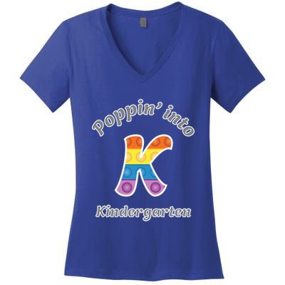 Funny Fidget Toy Poppin Into Kindergarten Grade Poppin Gift Women's V-Neck T-Shirt