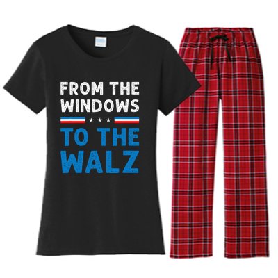 Funny From The Window To The Walz Kamala Harris Tim Walz Women's Flannel Pajama Set